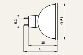Размеры лампы MR16